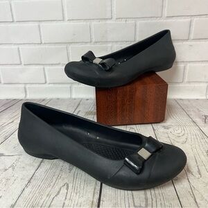 CROCS Gianna Bow Flat Black Women's US Size 7 Slip On Flats